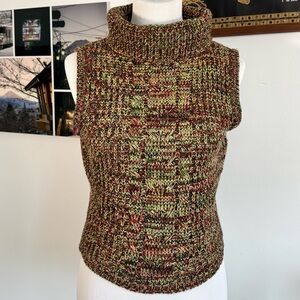 VTG Evolution Not Revolution Marl Knit Turtleneck Chunky Knit Sweater Vest M